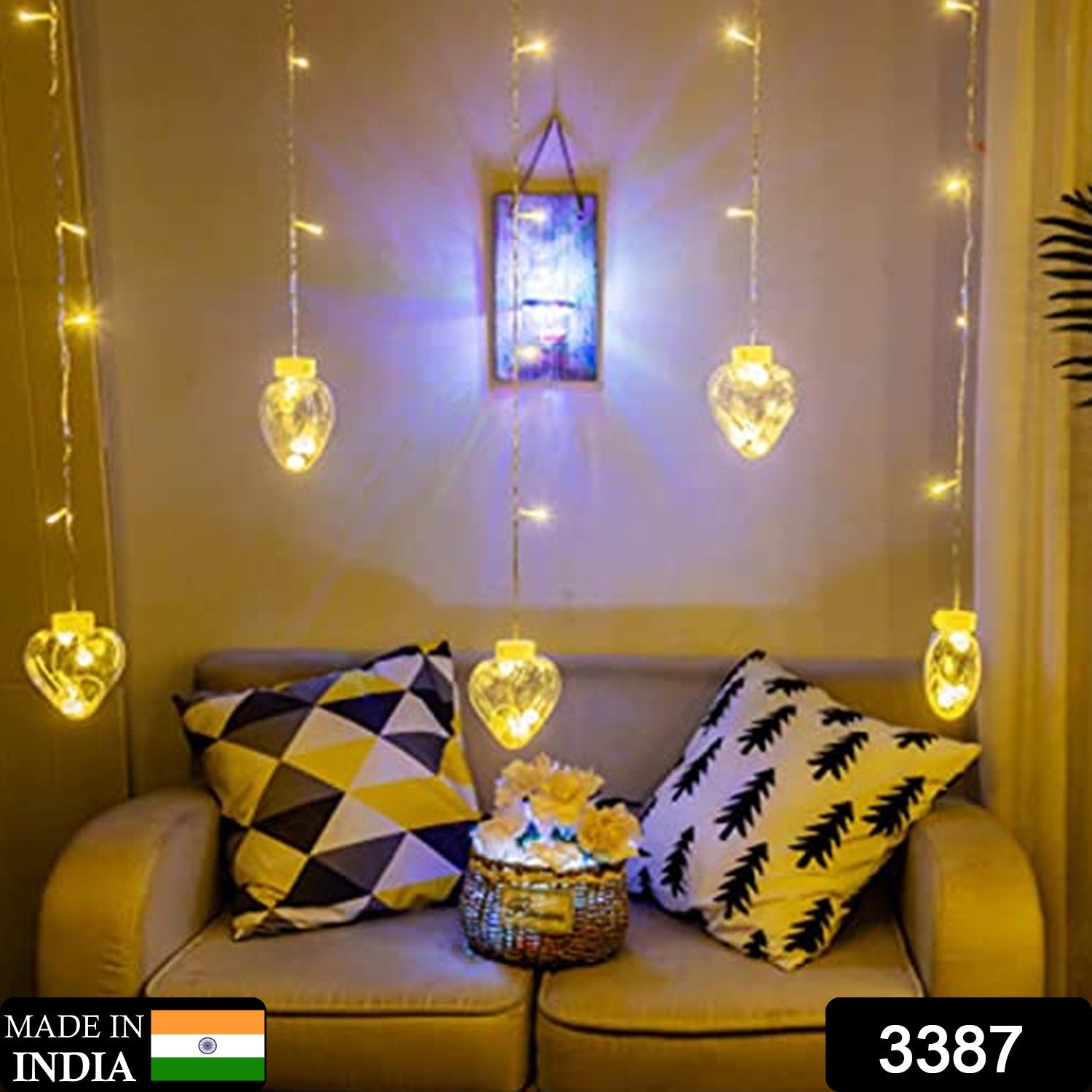 3387 8 Feet 12 Wish Heart Ball String LED Lights With Color Box for Home Decoration, Diwali & Wedding LED Christmas Light Indoor and Outdoor Light ,Festival Decoration  (Wishing Ball Warm White) Eshaan Traders