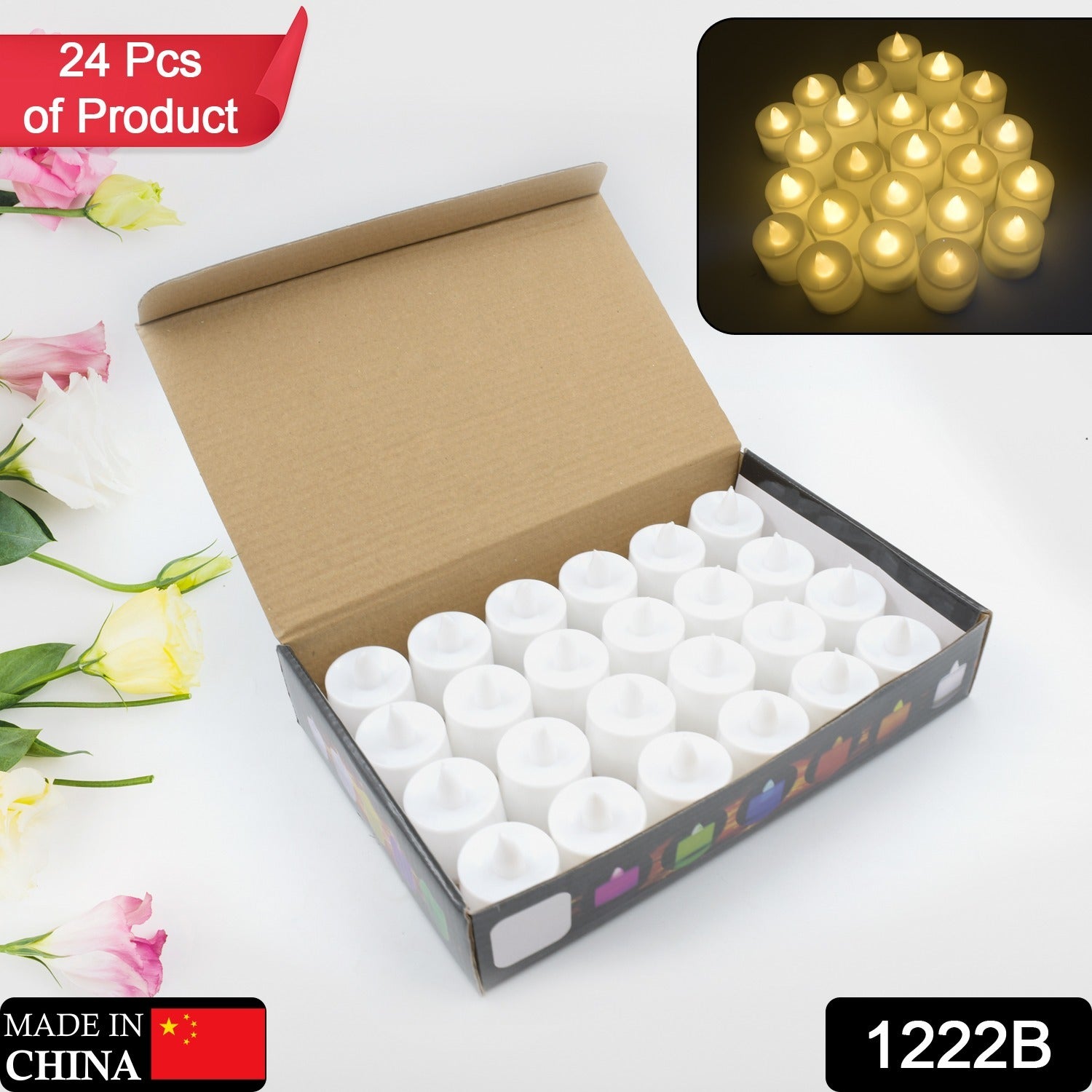 1222B Festival Decorative - LED Tealight Candles | Battery Operated Candle Ideal for Party, Wedding, Birthday, Gifts (24pc) ( Diya , Divo , Diva , Deepak , Jyoti , Eshaan Traders