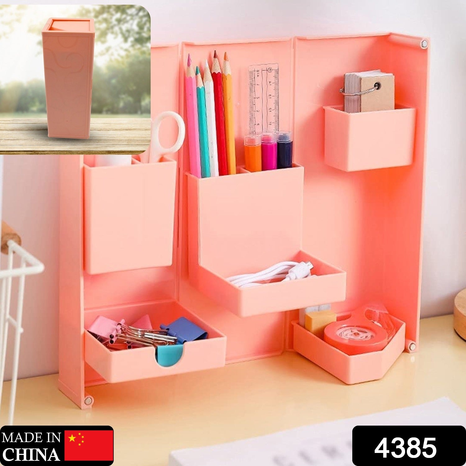 4385 Multi-Purpose Pen Holder, Foldable Magnetic Kawaii Desk Pen Holder Pencil Makeup Storage Box Desktop Organizer Stand Case School Office Stationery Eshaan Traders