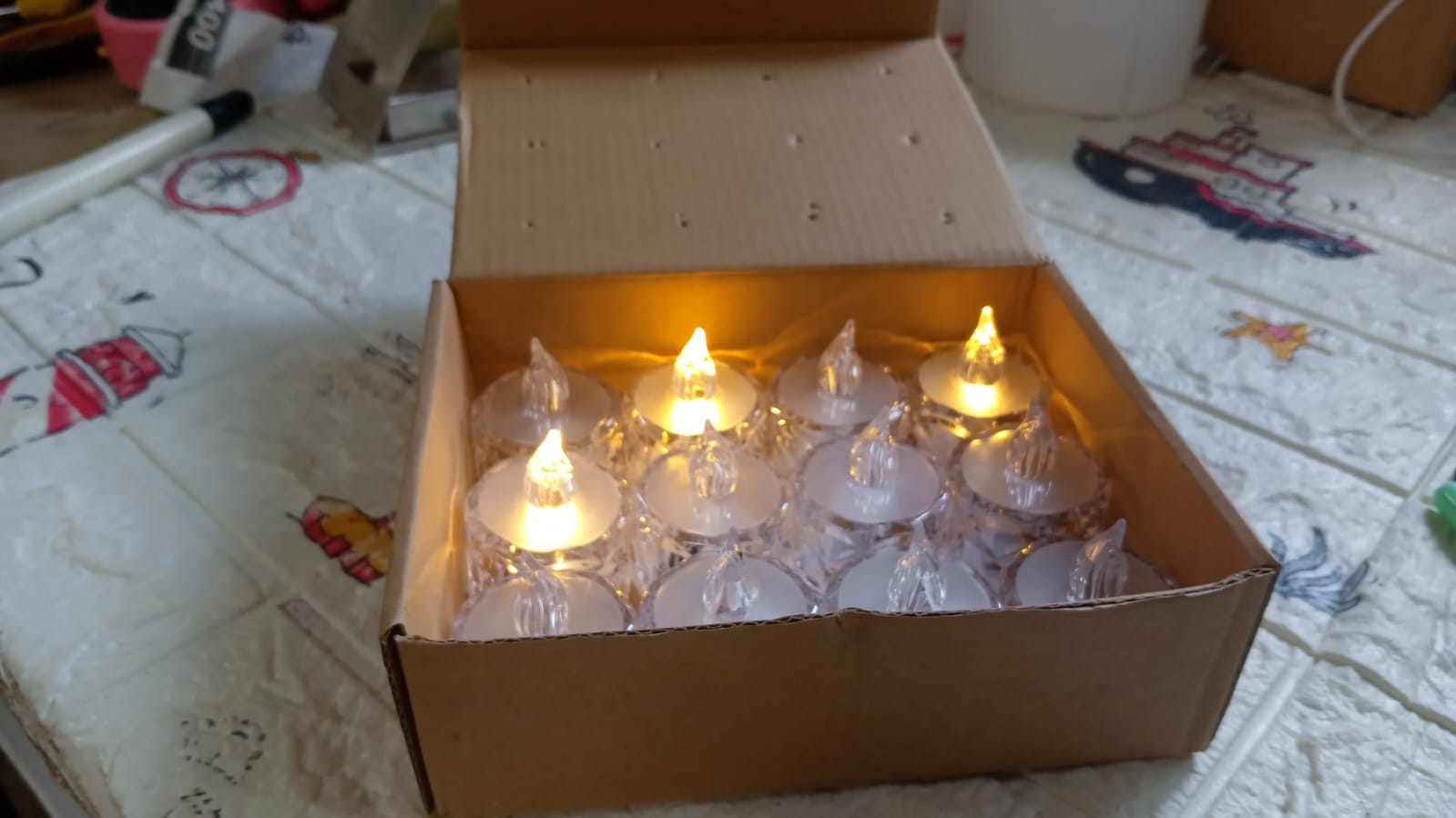 12 Pcs Flameless and Smokeless Decorative Acrylic Candles Transparent Led Tea Light Candle for Gifting, House, Diwali, Christmas, Festival, Events Decor Candles Eshaan Traders