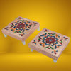 Handicraft Meenakari Wooden Chowki Puja Bajot For Home & Office Decor for Puja Multicolour (2 Pc Set) Eshaan Traders