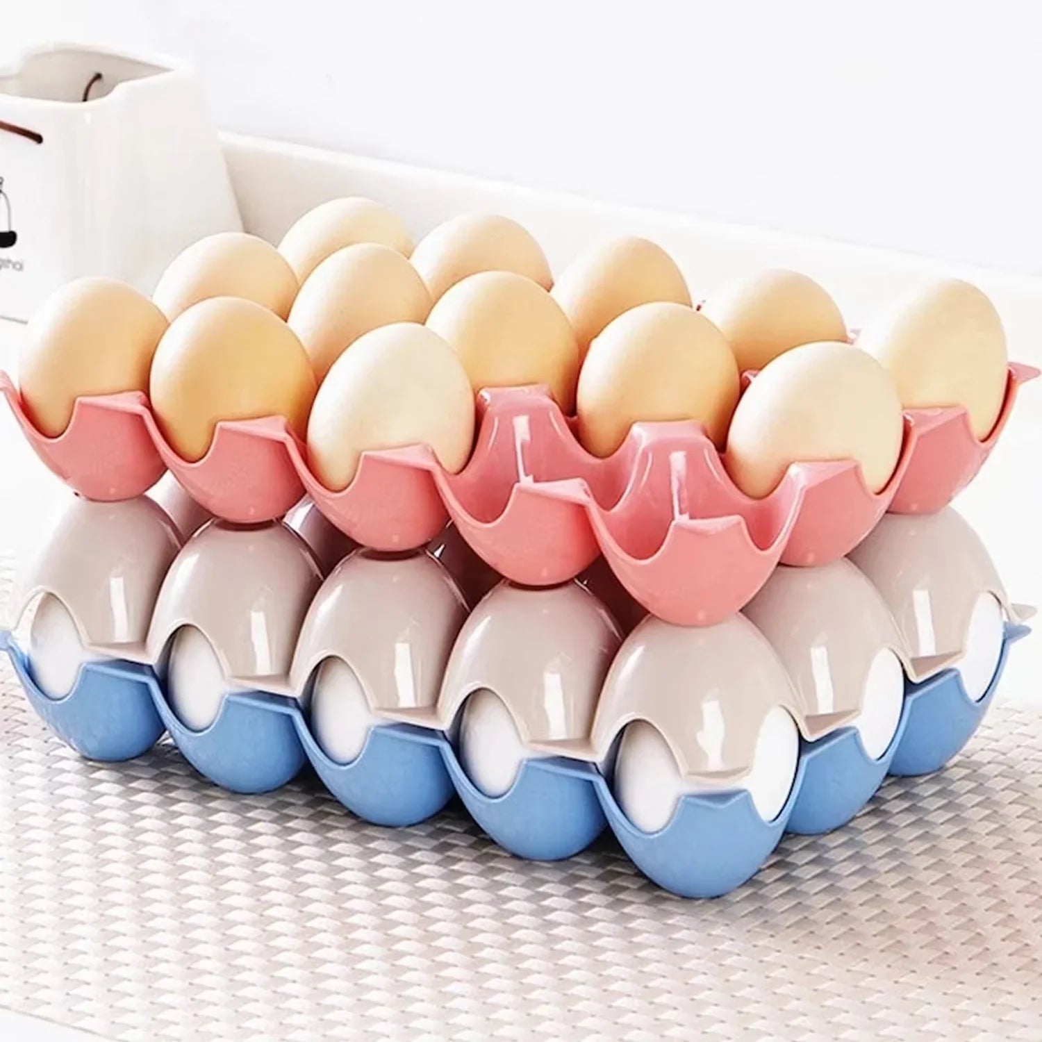 2116 15 Cavity Plastic Egg Tray Egg Trays for Storage with 15 Eggs Holder (4 Pc Set) Eshaan Traders