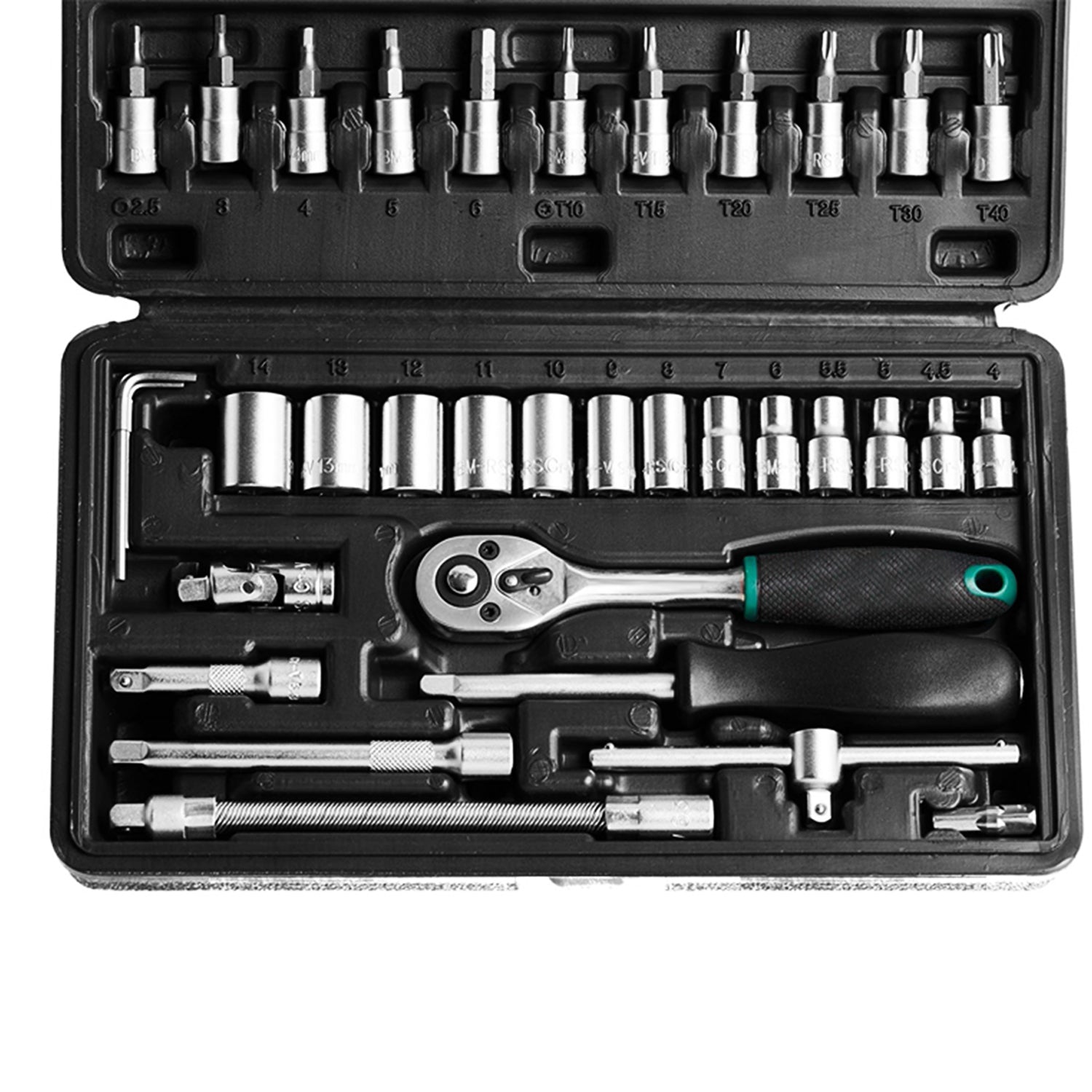 0452 -46pcsMetal 1 / 4" Socket Set (Black, 46pcs) Eshaan Traders