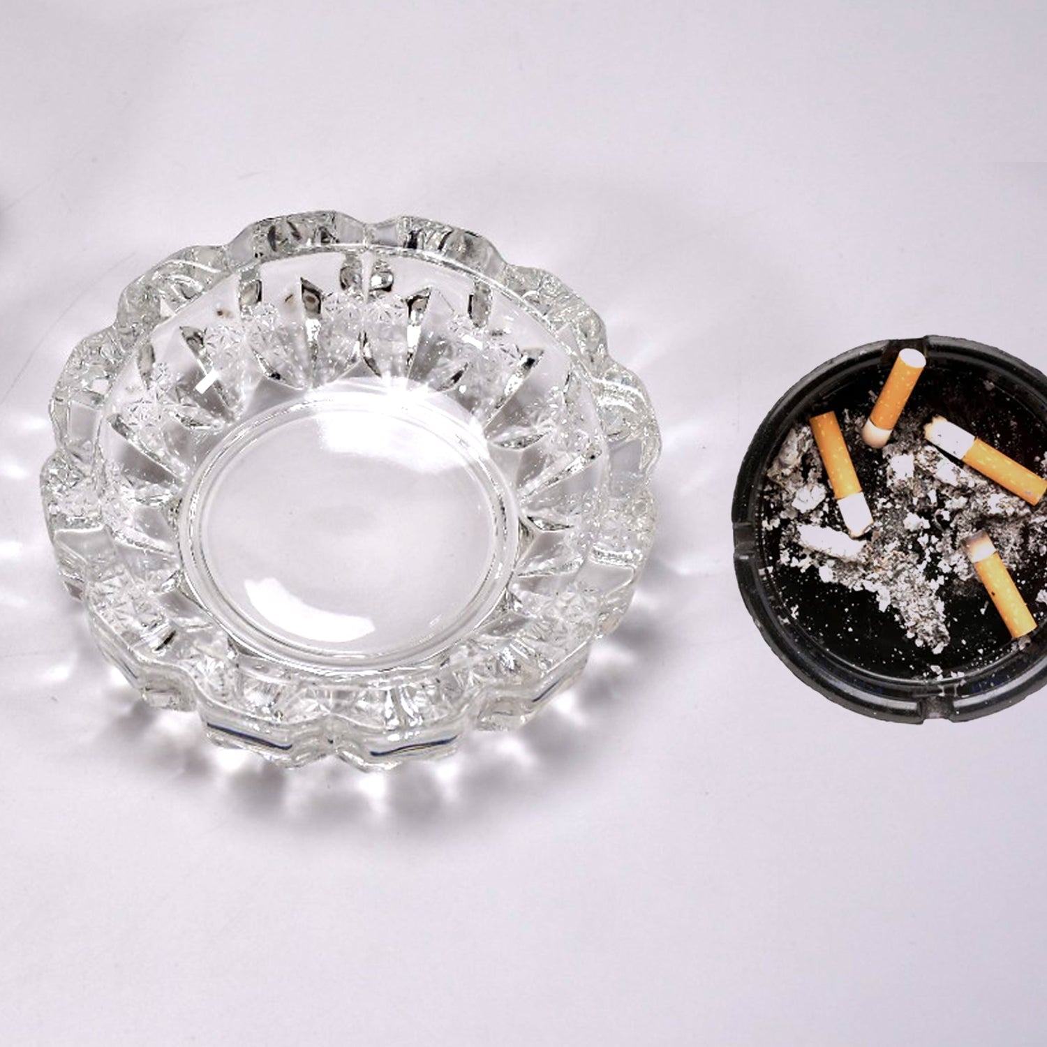 4066 paricutin Glass Crystal Quality Cigar Cigarette Ashtray Round Tabletop for Home Office Indoor Outdoor Home Decor DeoDap