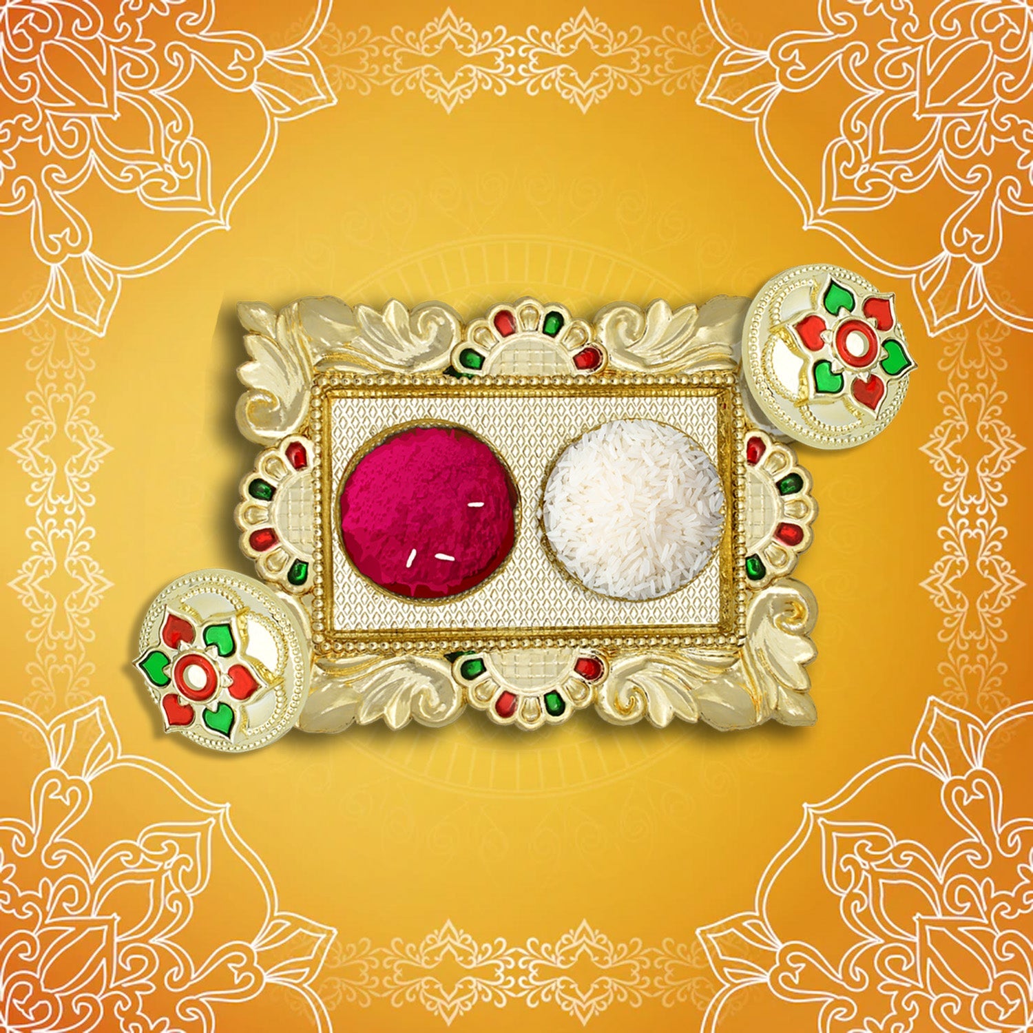 Rakasha Bandhan Special Puja Thali, Kumkum Thali Holder, Pooja Return Gift, Indian Housewarming Gifts, Brother / Bhai / Bhabhi / Sister / Family  Rakhi for Rakshabandhan, Diwali Eshaan Traders