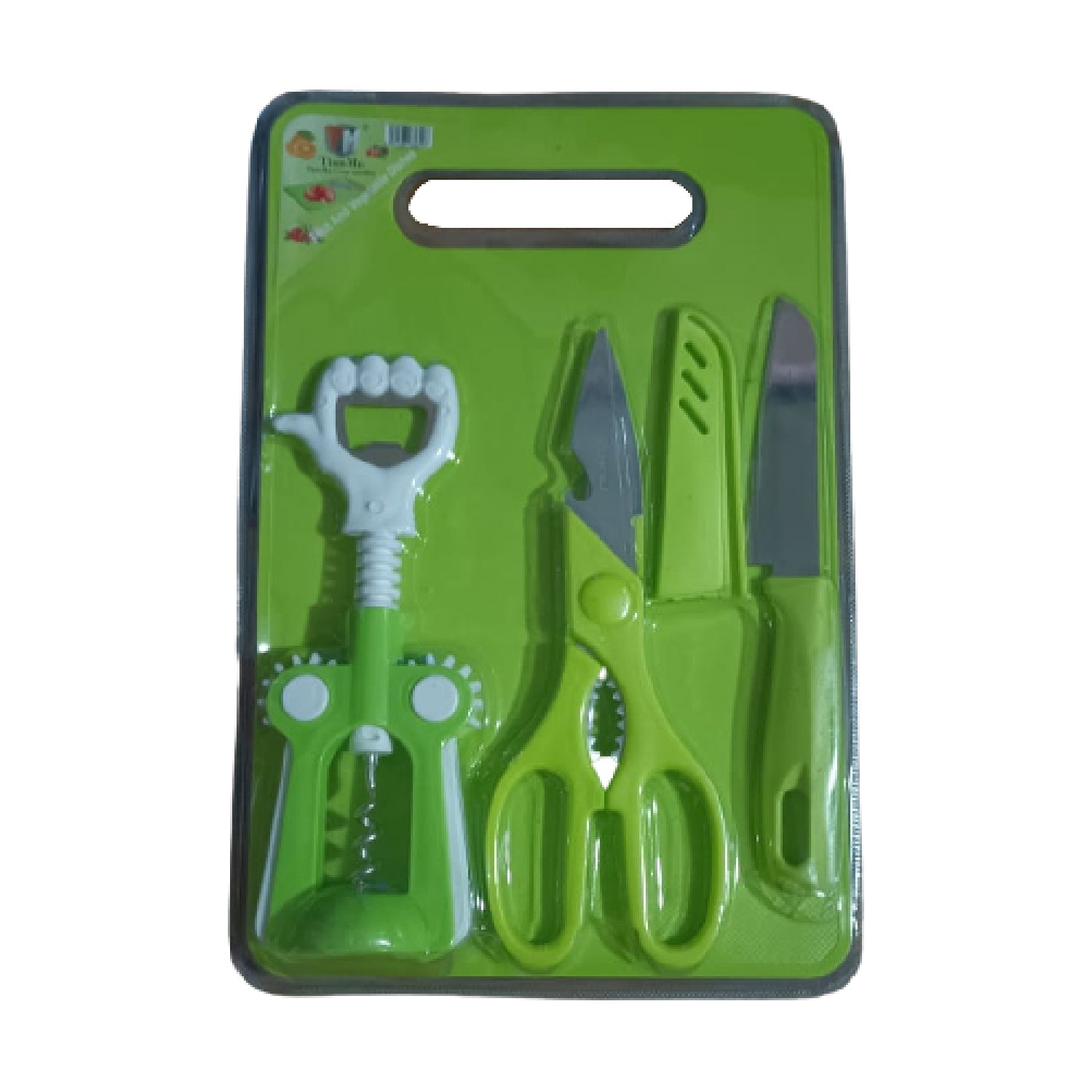 5508 Plastic Chopping Board with Knife Set and Scissor And Wine Stainless Steel And Plastic Kitchen item Multipurpose cutting vegetables Eshaan Traders