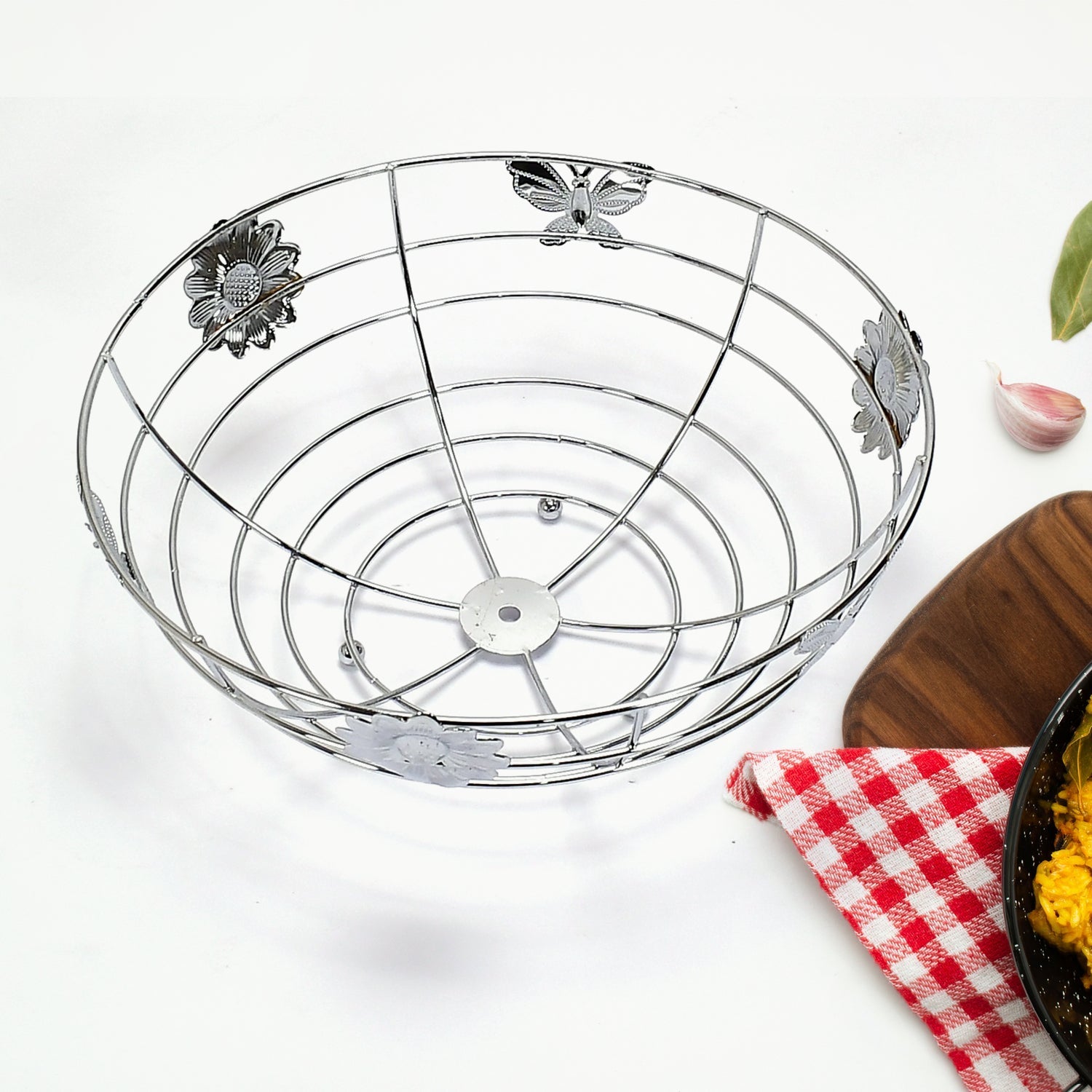 5175 Stainless Steel Multipurpose Fruit Bowl and Vegetable Basket for Kitchen, Dining Table Use DeoDap