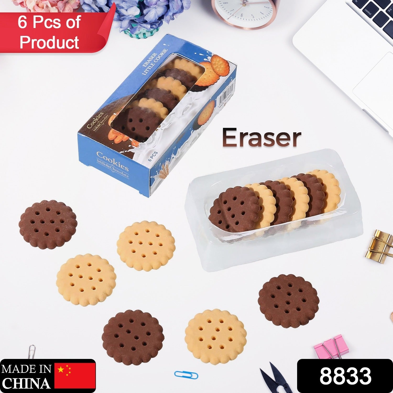 8833 Pack of 6 Erasers Erasers Stationery School Rubber Schools Sketches Office Sign Kid Party Favour Gift Toy Gift Creative Christmas Birthday Gift in Shape Biscuits (6 Pcs Set) Eshaan Traders