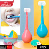 7327 Toothbrush - Soft Bristle Toothbrush - 3-Sided Training Toothbrush With Silicone Head, Inverted Cleaning Toothbrush for Aged 2-12, Children's Cleaning (1 Pc) Eshaan Traders