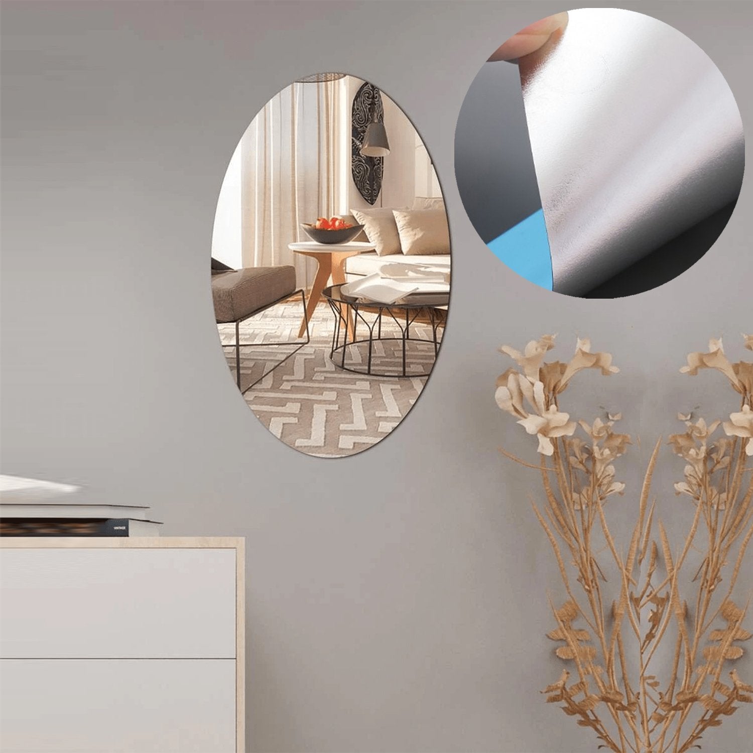 1727 Adhesive Bathroom Mirror Wall DeoDap