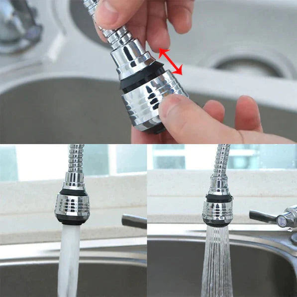 0527 Flexible 360 Degree Stainless Steel Faucet Turbo Flex Sprayer Water Extender for Easy Clean Sink Water Saving Extension Jet Stream Spray Setting Faucet for Kitchen/Bathroom Eshaan Traders