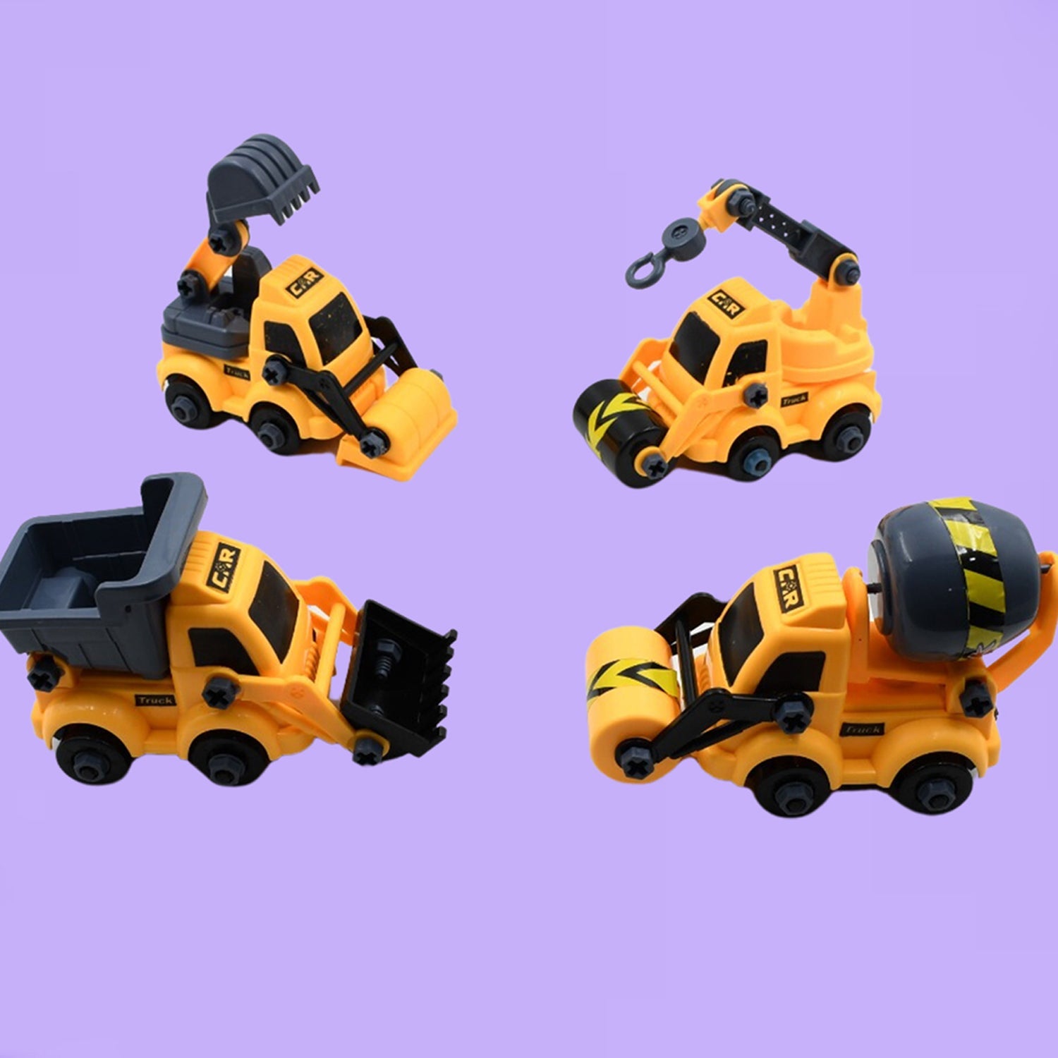 4565 Engineering vehicles Nut Assembly Vehicle Toy, DIY Nut Assembly Vehicle Model Toy Highly Simulation Children Kids Car Model Toy Set (4 Pc Set) Eshaan Traders