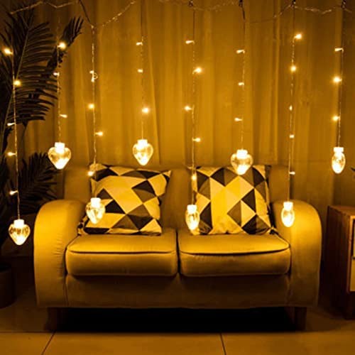 3387 8 Feet 12 Wish Heart Ball String LED Lights With Color Box for Home Decoration, Diwali & Wedding LED Christmas Light Indoor and Outdoor Light ,Festival Decoration  (Wishing Ball Warm White) Eshaan Traders