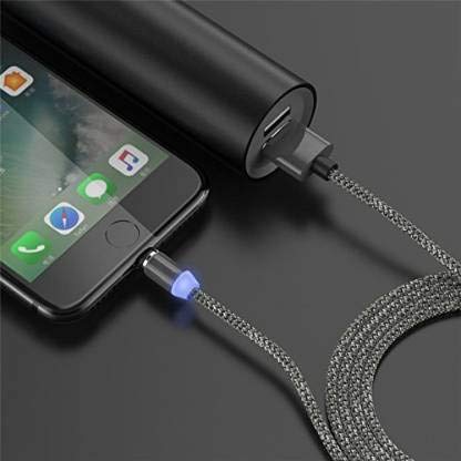 12520 Magnetic Charging Cable 3 in 1 Metal Magnetic Micro USB Type C Lighting Cable with LED, Multiple Charging Adapters for All Android and all Smartphones  (Compatible with All Android and iPhone Smartphones, Tablet, PC, Mobile Eshaan Traders