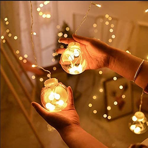 3390 12  Wish Balls Window Curtain String Lights with 8 Flashing Modes Decoration for Home Decoration, Diwali & Wedding LED Christmas Light Indoor and Outdoor Light ,Festival Decoration (Plastic, Warm White) Eshaan Traders