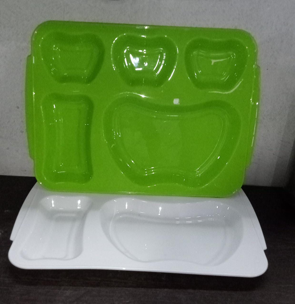 5363 Unbreakable Plastic Food Plates / Biodegradable 5 Compartment Square Plate for Food Eshaan Traders