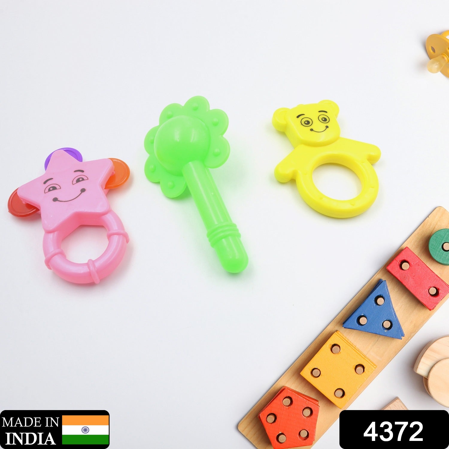 4372 New Born Babies with Attractive Colors and Khanjari Rattle, Musical Gallery Khanjari Musical Instrument Toy Baby Play Toy Fun Return Gift for Kids Birthday (3 Pc Set) Eshaan Traders