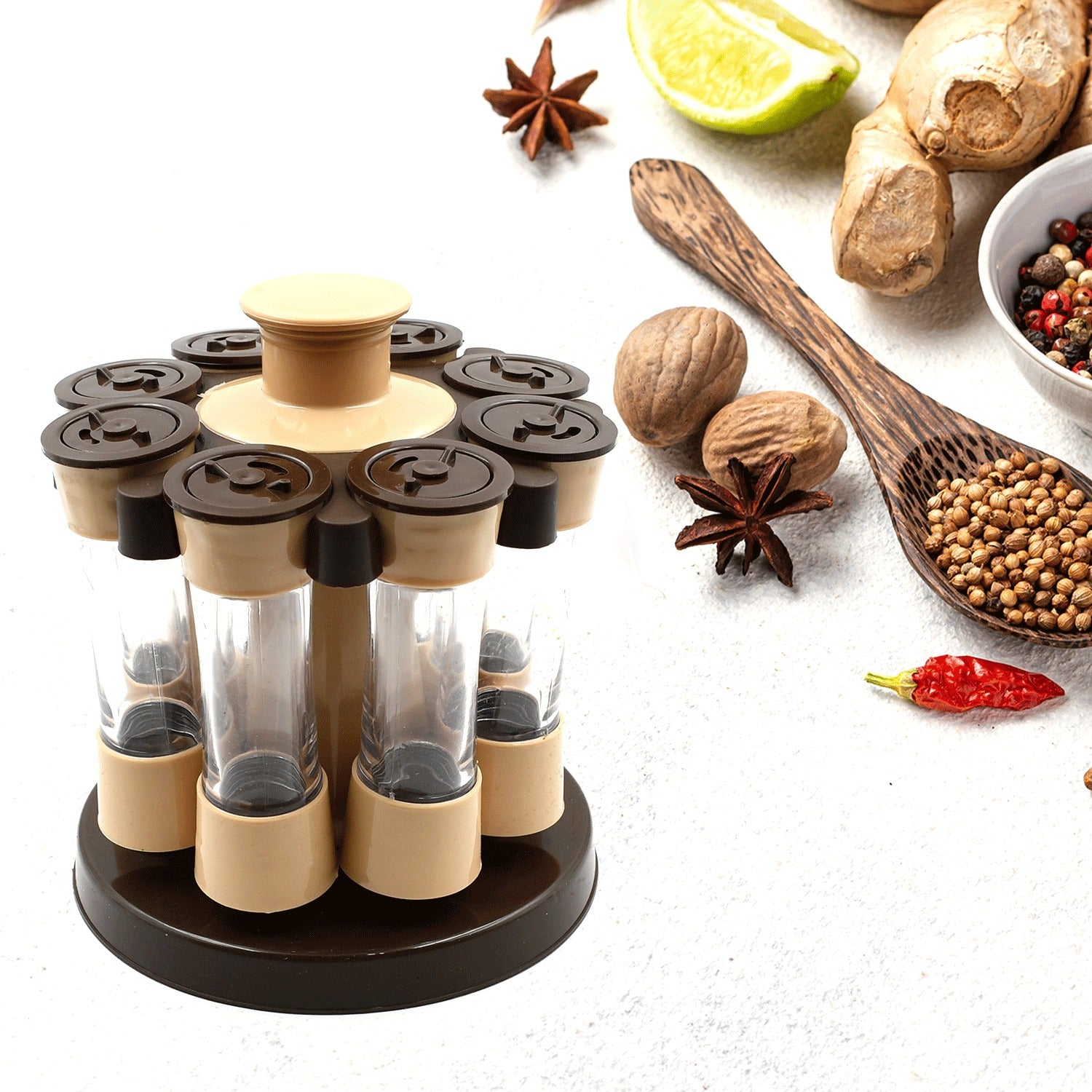 5986  360 Revolving Spice Rack for Kitchen and Dining Table, 8 Spice jars with 120 ml, Condiment Set, Herb Seasoning Organizer Eshaan Traders