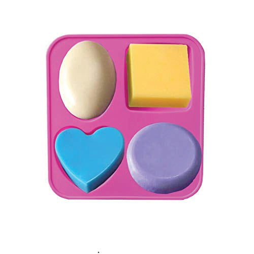 0773 Silicone Circle, Square, Oval and Heart Shape Soap And Mini Cake Making Mould DeoDap