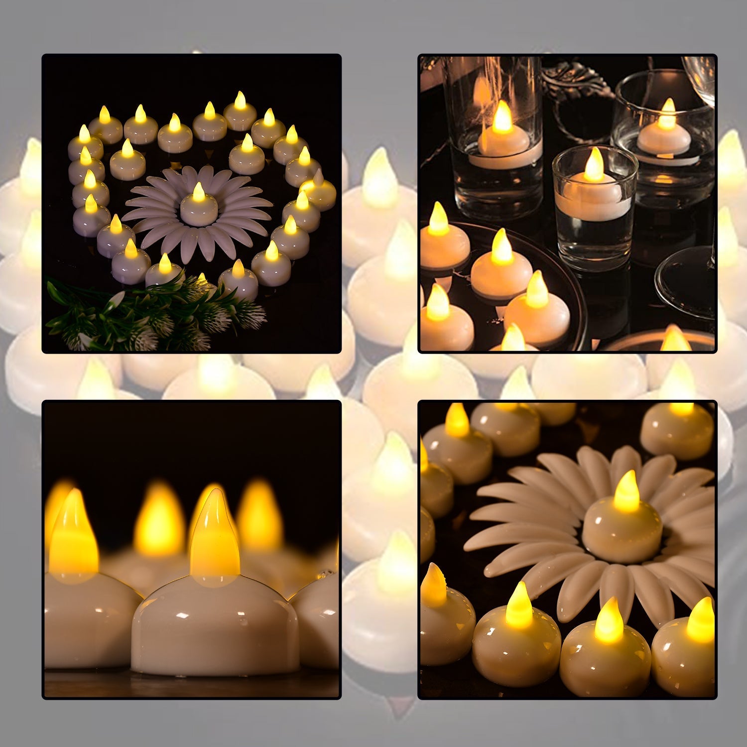 6432 Set of 12 Flameless Floating Candles Battery Operated Tea Lights Tealight Candle - Decorative, Wedding.( Diya , Divo , Diva , Deepak , Jyoti ,) Eshaan Traders