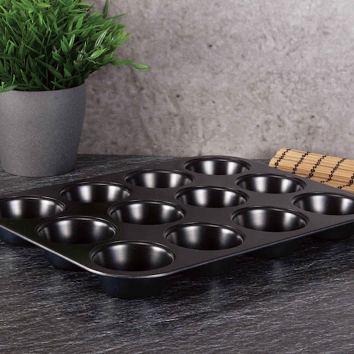 7051 Nonstick Aluminium Muffin Tray Cupcake Pan Tray (12 Cup Cavities) DeoDap