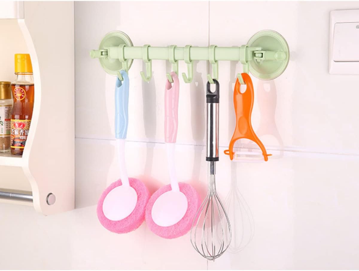 1655 Towel Bar, Towel Holder with Moveable Hooks, Utensil Hanger in Kitchen I Bathroom, No Drill Easy to Install Hanging Rack Eshaan Traders