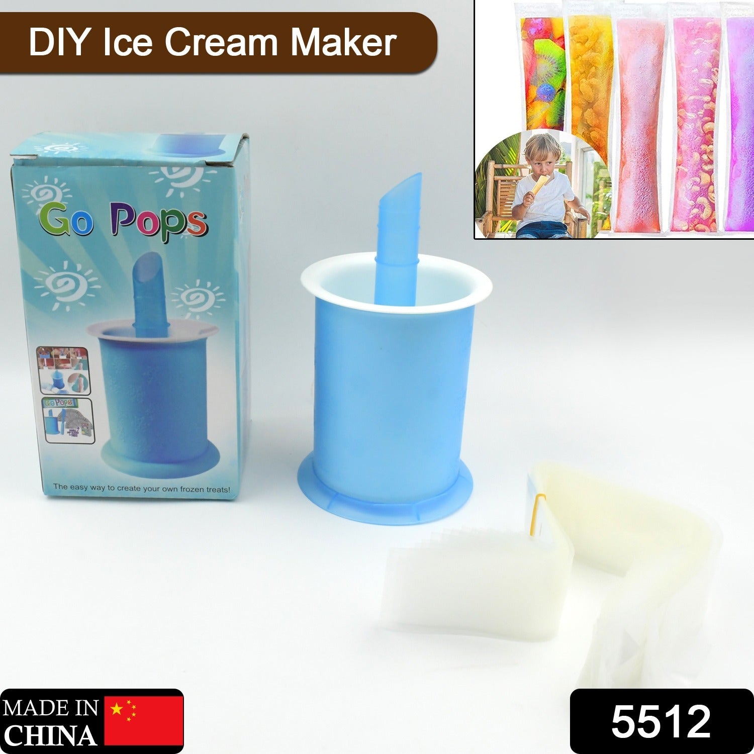 5512 Homemade Popsicle Maker Manual Ice Cream Machine With Approx 20 Pcs Packing Bag Popsicle Mold Convenient Maker Manual Ice Cream Machine For Kids Adults DIY, Reusable Eshaan Traders