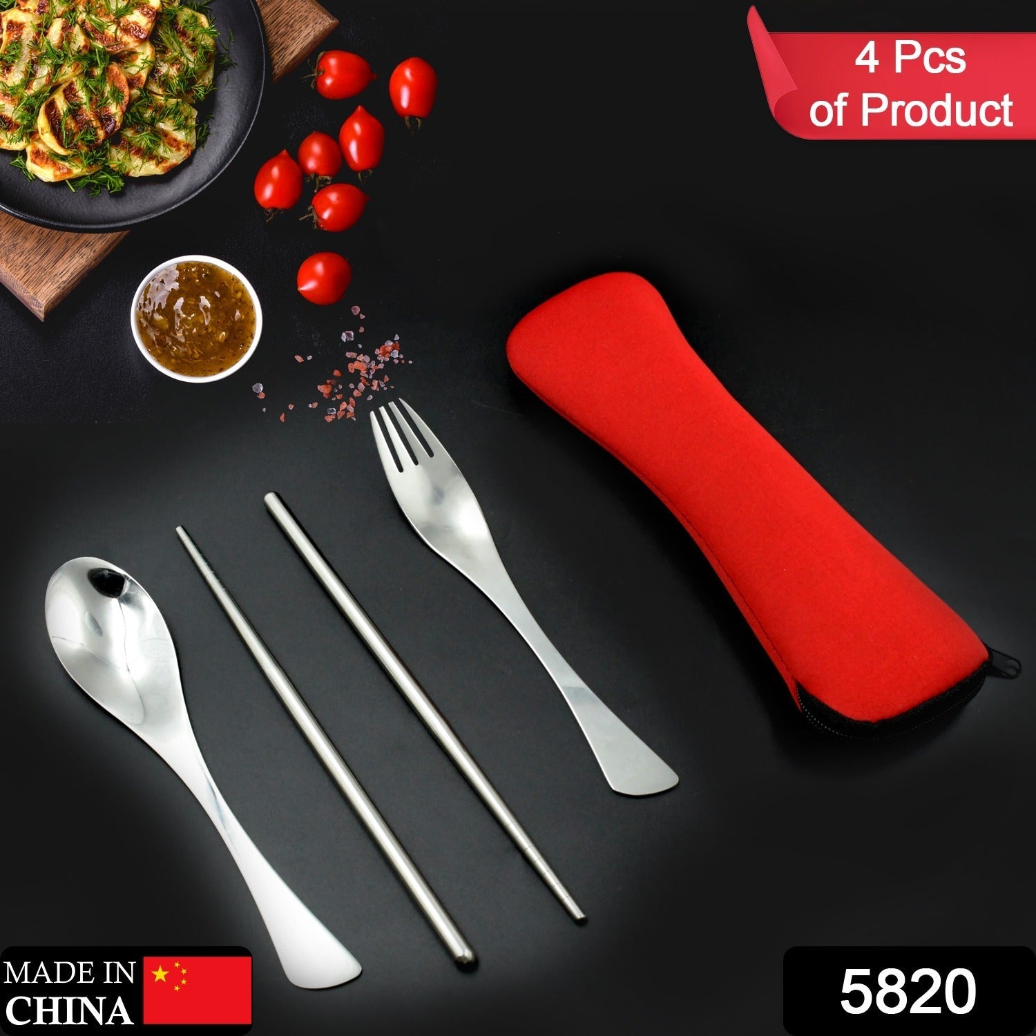 5820 Picnic Dinner Spoon Fork Chopsticks Cutlery Tablewares Set  Traveling Spoon Set High Quality Cutlery Set (4 PC / 1 Set ) Eshaan Traders