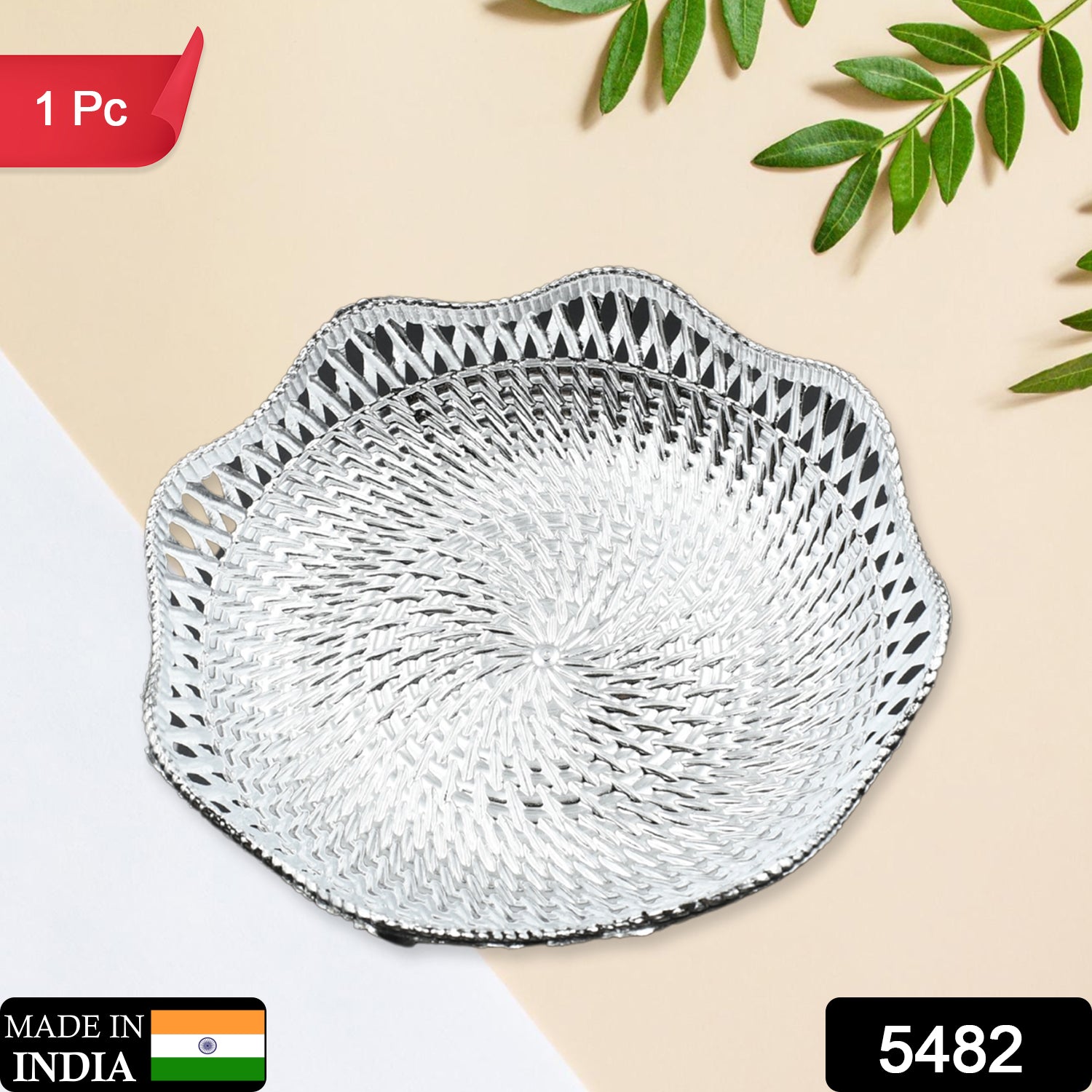 5482 Round Serving Tray, Traditional Serving Tray, Multipurpose Serving Tray, Decorative Serving Platters, Mukhwas Serving Tray (1 Pc) Eshaan Traders