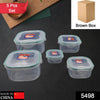 5498 Kitchen Containers Set, Fridge Storage Boxes, Plastic Containers for Kitchen Organizer, Kitchen Accessories Items for Storage Organizer, Snap-Seal (lunch box/storage organizer) (5 Ps Set) Eshaan Traders