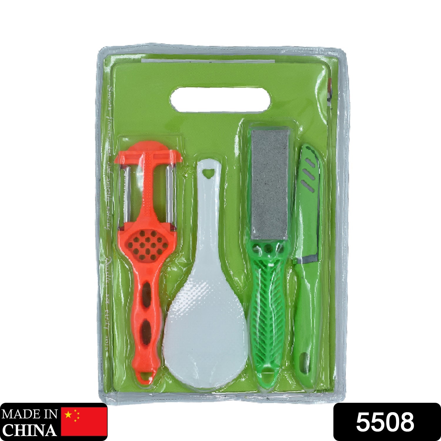 5508 Plastic Chopping Board with Knife Set and Scissor And Wine Stainless Steel And Plastic Kitchen item Multipurpose cutting vegetables Eshaan Traders