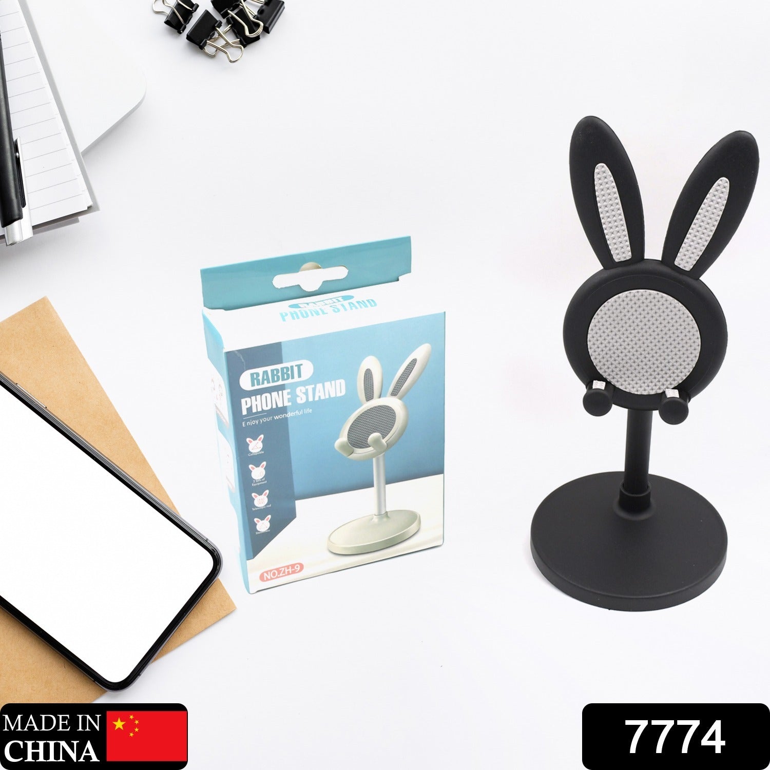 7774 Cute Bunny Phone Stand, Angle Height Adjustable Phone Stand for Desk, Kawaii Phone Holder Desk Accessories, Easter Bunny Gifts Favor for Girl & Boys Accessories for Phone, Tablet, Easter Gifts Favors Eshaan Traders