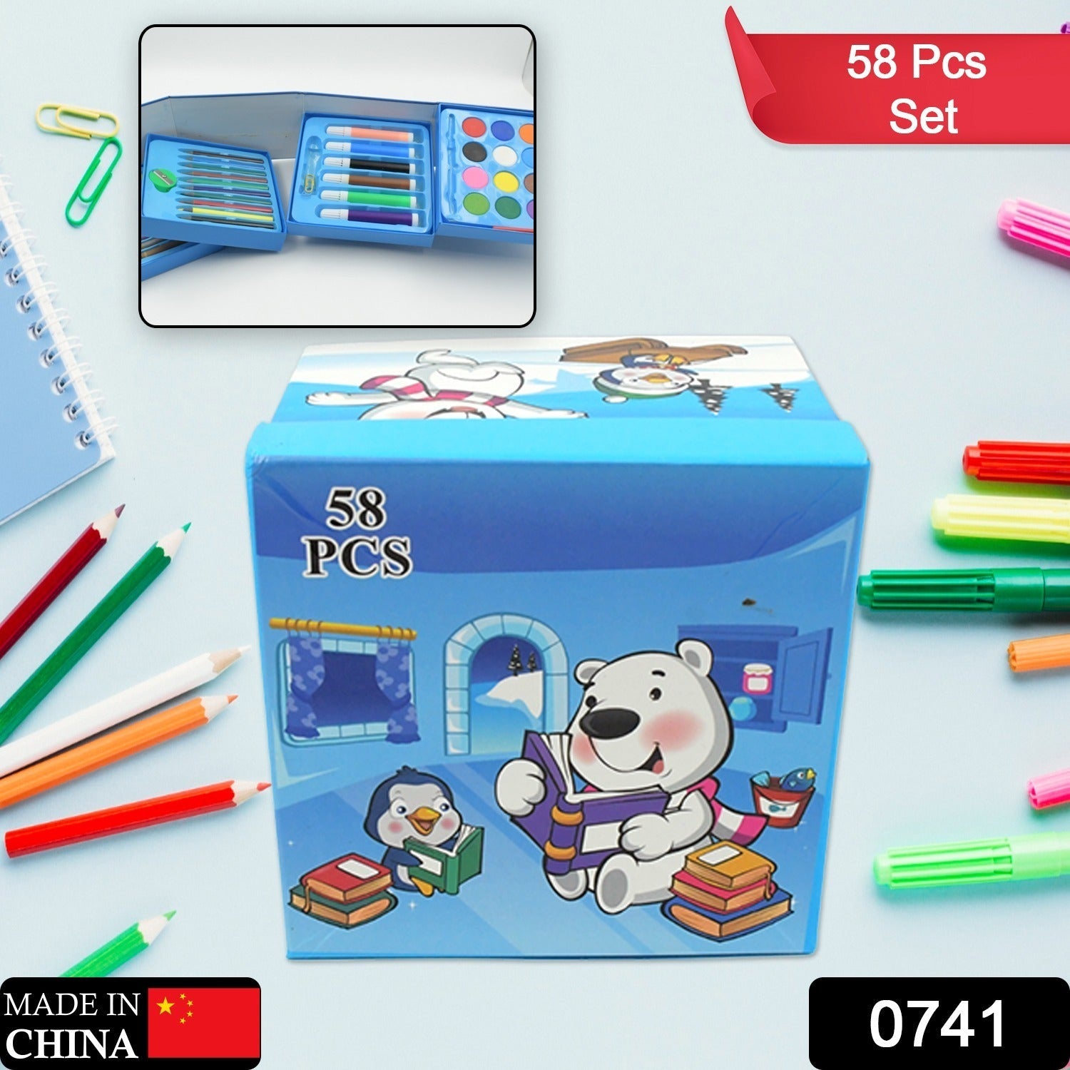 0741 Color Pencil,Crayons, Water Color, Sketch Pen Art (58 Pcs Set) Eshaan Traders