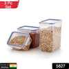 5827 Rectangle ABS Airtight Food Storage Containers with Leak Proof Locking Lid Storage container set of 3 Pc (Approx Capacity 500ml,1000ml,1500ml, Transparent) Eshaan Traders