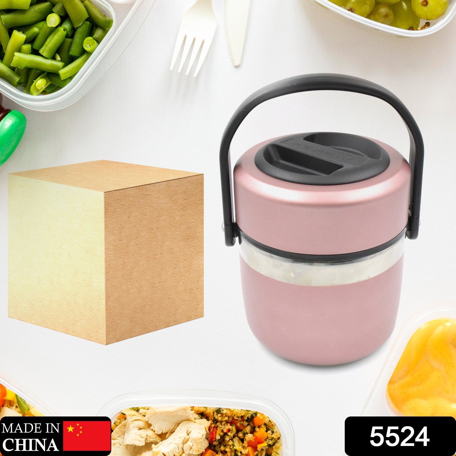 5524 Leak-proof Thermos Flask For Hot Food, Warm Soup Cup, Vacuum Insulated Lunch Box, Food Box for Thermal Container For Food Stainless Steel (Multi-Color) Eshaan Traders