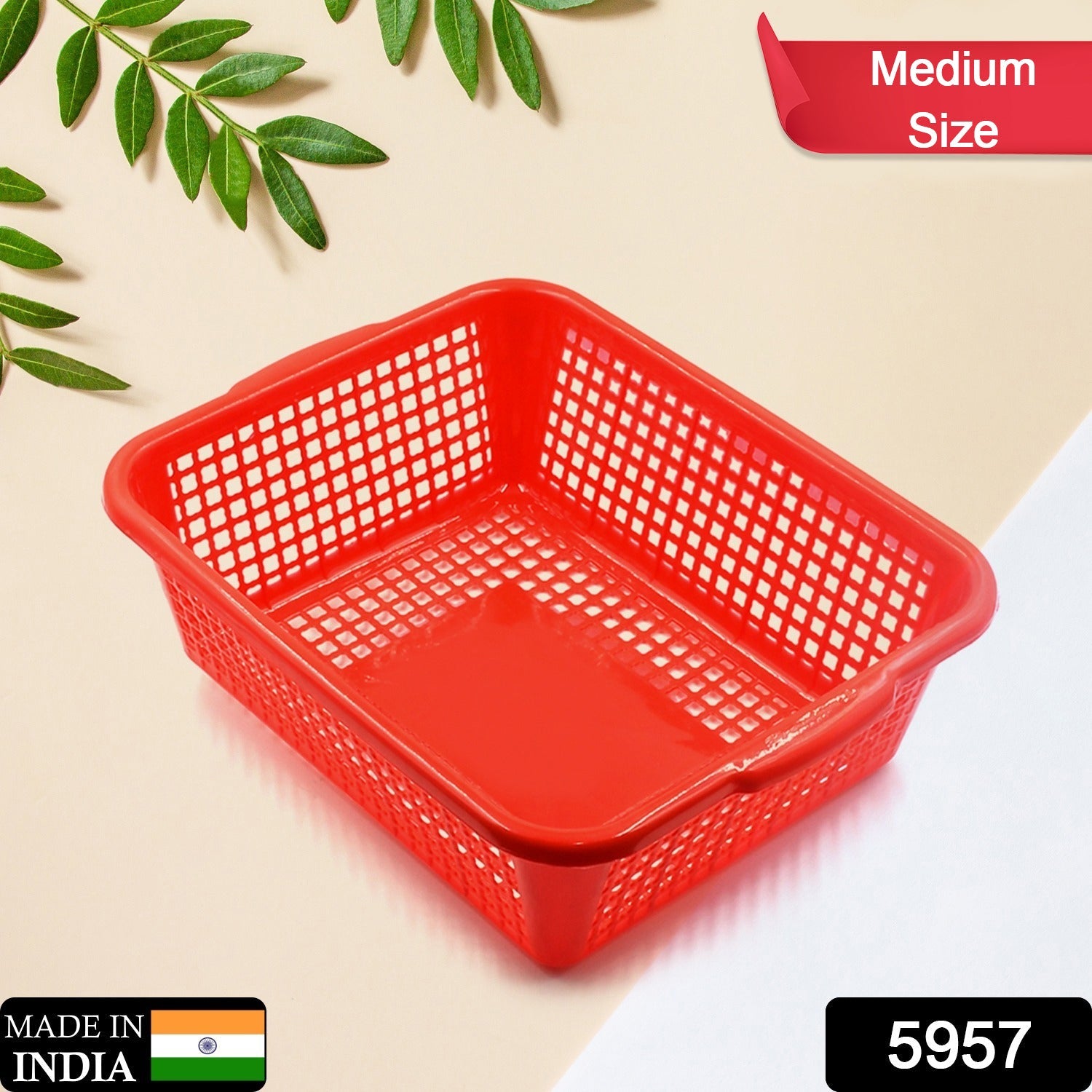 5957 Plastic Kitchen Medium Size Vegetables and Fruits Washing Basket Dish Rack Multipurpose Organizers Eshaan Traders