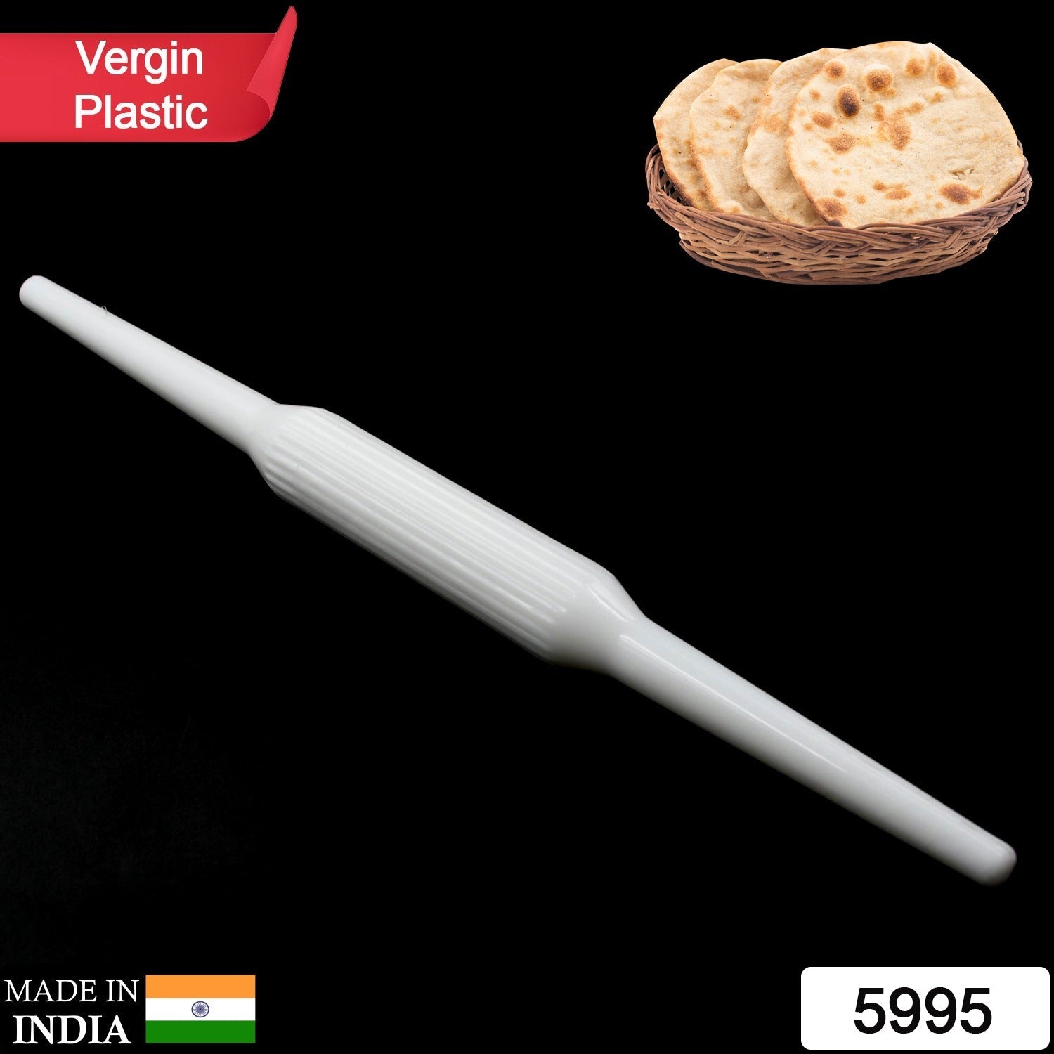 5995 Kitchen Plastic Vergin Belan / Rolling Pin for Roti / Chapati High Quality Kitchen Tool (1Pc) Eshaan Traders