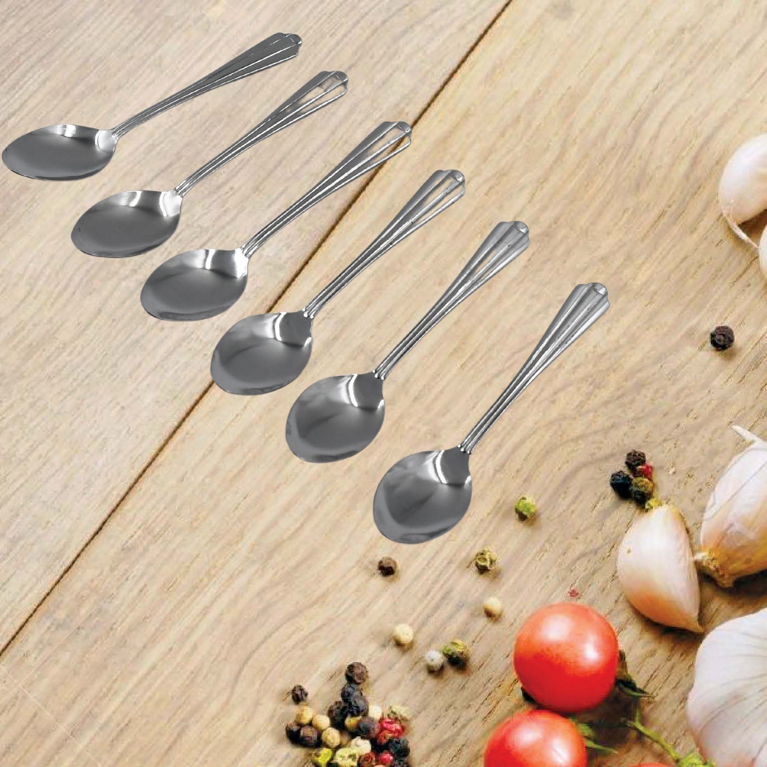 5933 Stainless Steel Spoon Set of 6, Table Spoon Great Housewarming Gift, Food Grade Silverware for Home, Kitchen or Restaurant - Mirror Polished Eshaan Traders