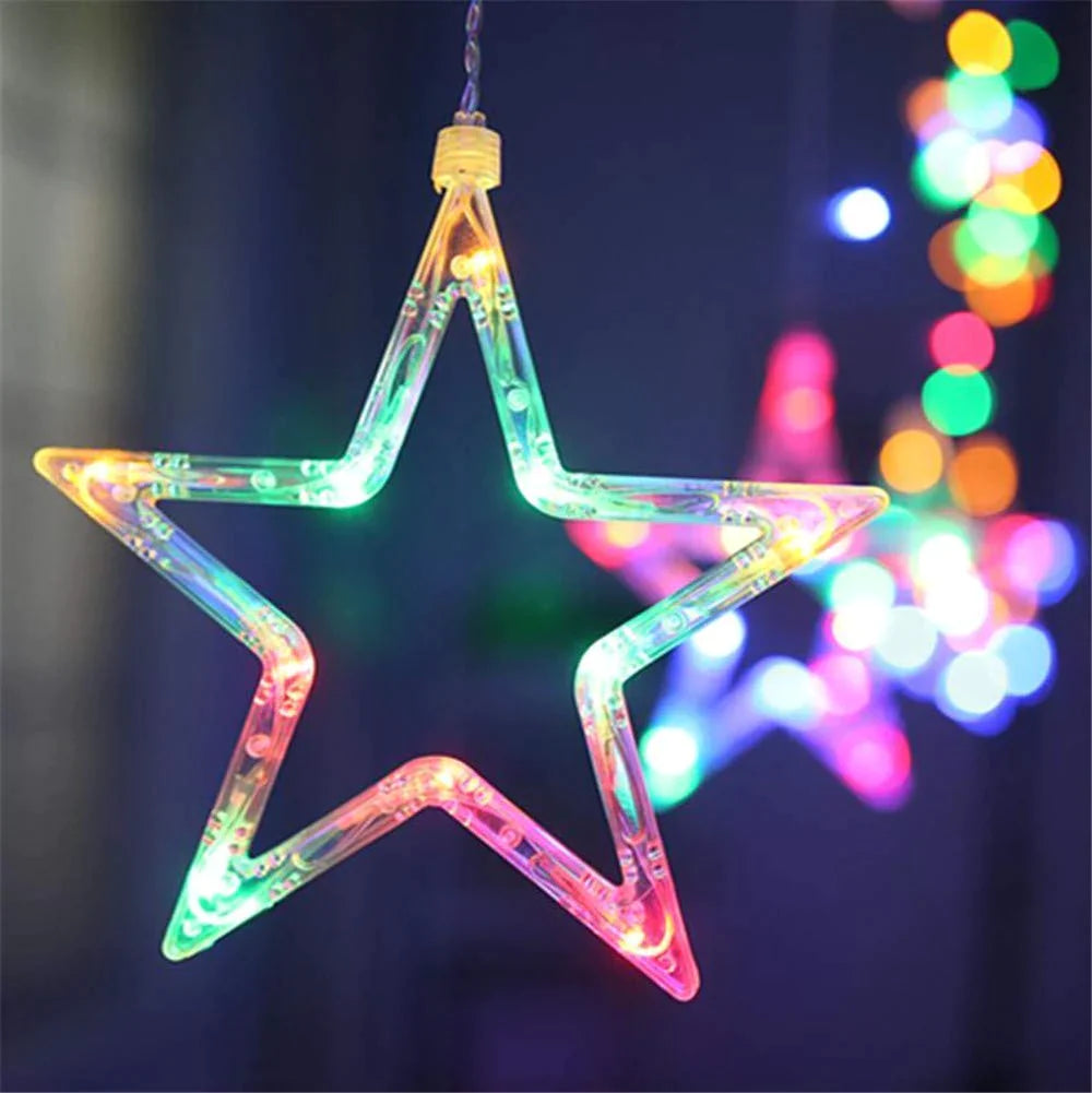 3386 12 Stars LED Curtain String Lights with 8 Flashing Modes for Home Decoration, Diwali & Wedding LED Christmas Light Indoor and Outdoor Light ,Festival Decoration (Multicolor) Eshaan Traders