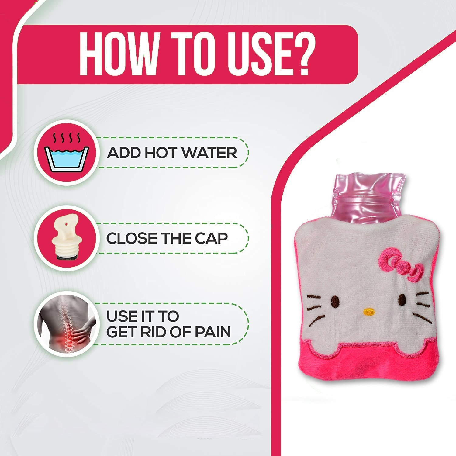 6520 Pink Hello Kitty small Hot Water Bag with Cover for Pain Relief, Neck, Shoulder Pain and Hand, Feet Warmer, Menstrual Cramps. Eshaan Traders