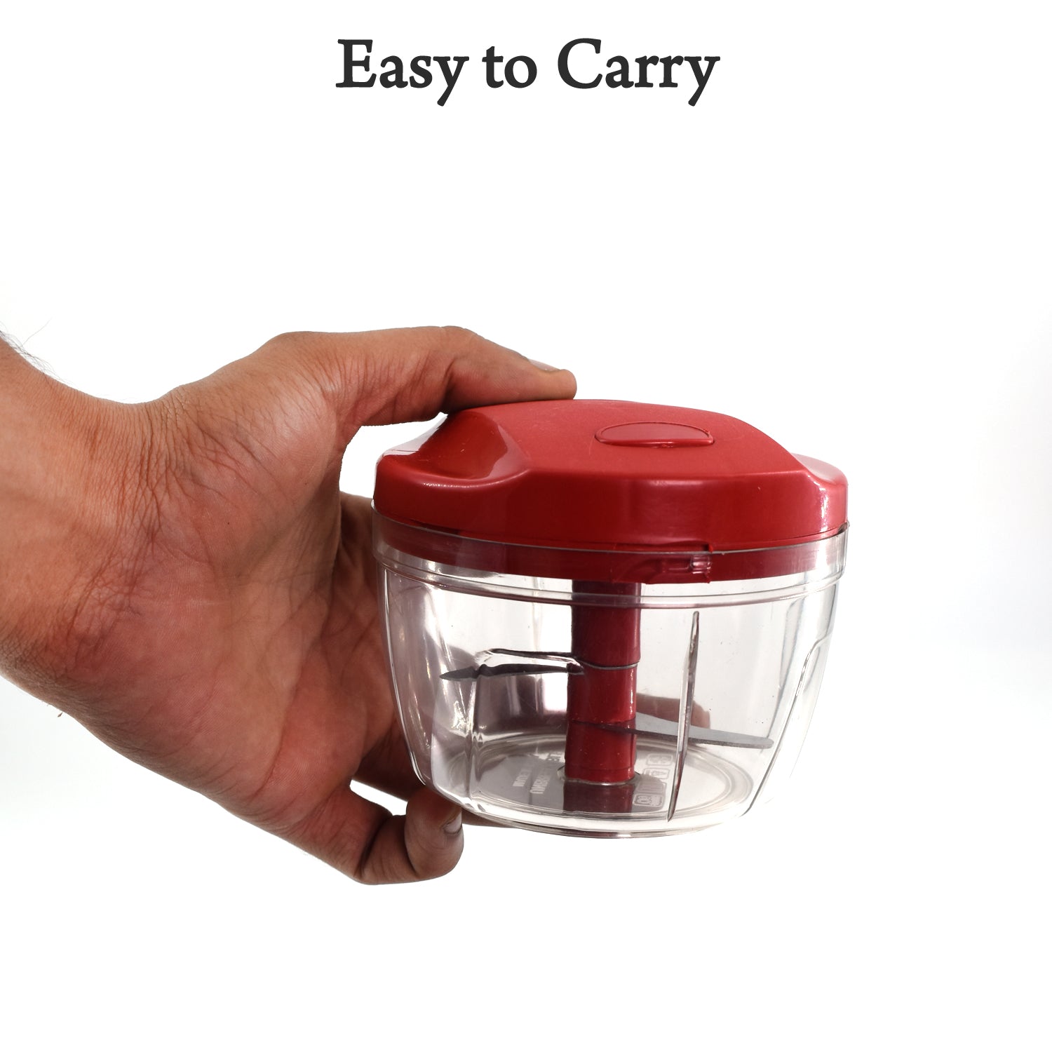 2283R Manual Red mini plastic food chopper with extra sharp blades (375 Ml) Eshaan Traders