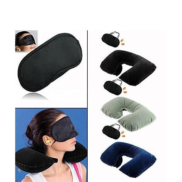 505 -3-in-1 Air Travel Kit with Pillow, Ear Buds & Eye Mask Eshaan Traders WITH BZ LOGO