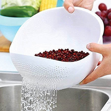 108 Kitchen Plastic big Rice Bowl Strainer Perfect Size for Storing and Straining DeoDap