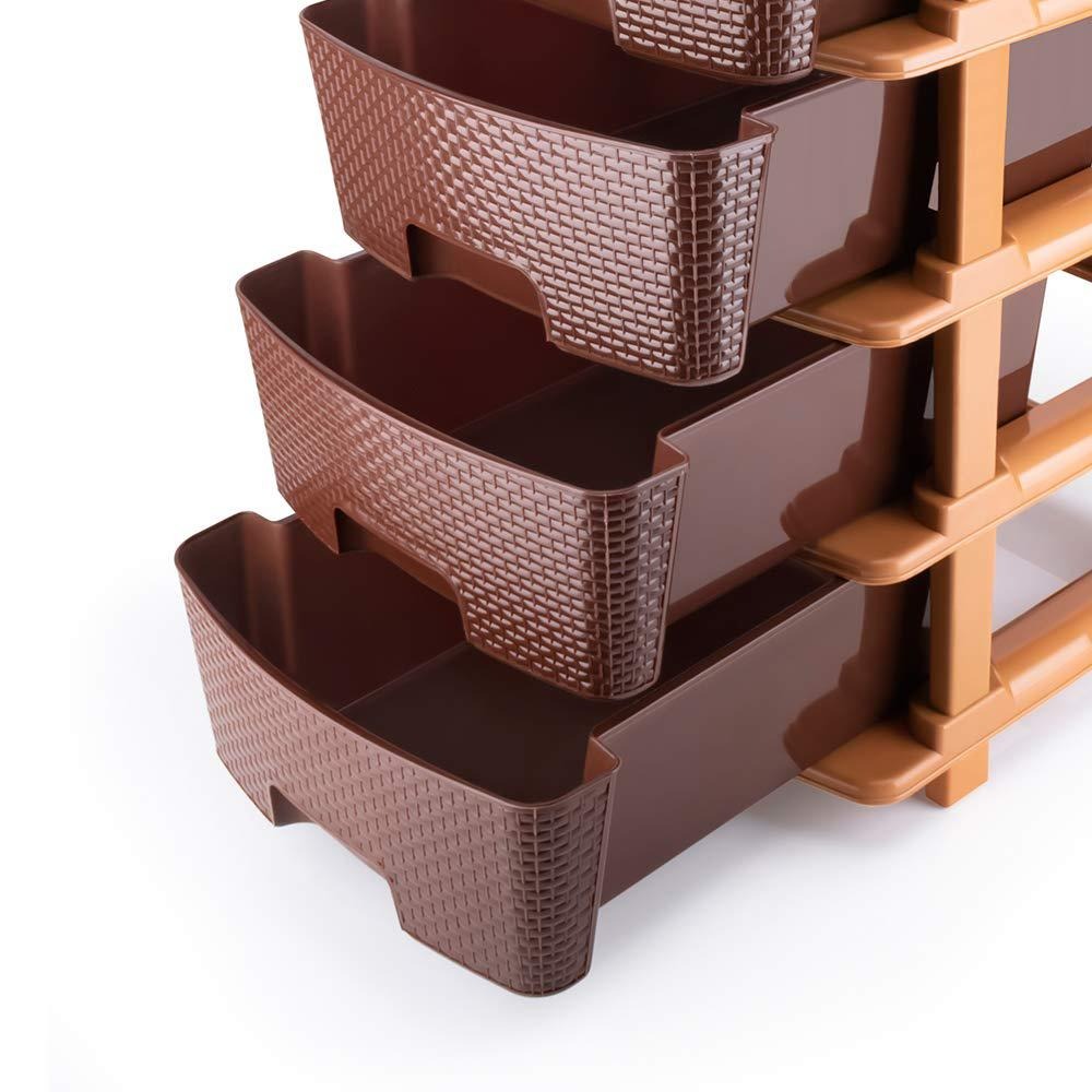 1151 5tier Plastic Modular Drawer System For Multiple Use (Brown colour) DeoDap