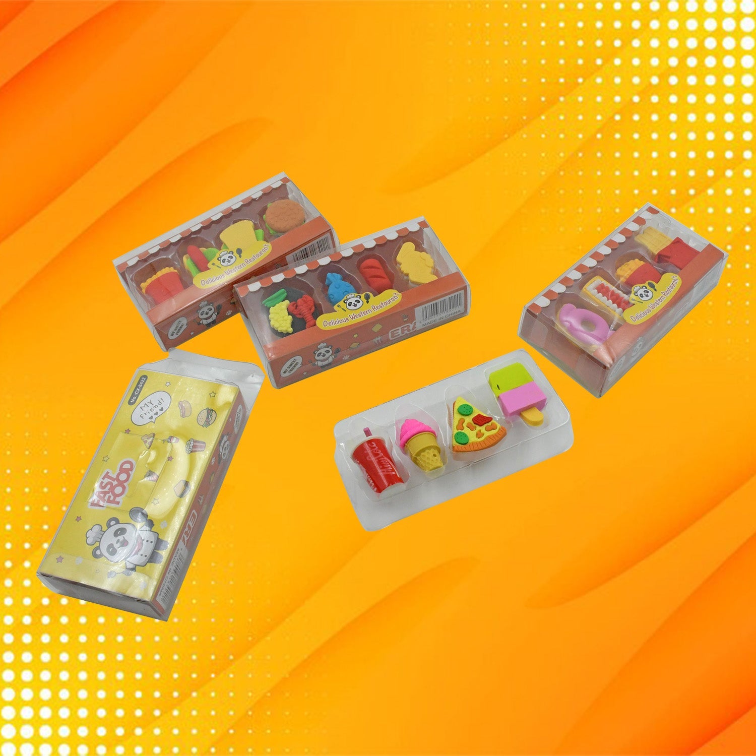 4322 Multicoloured Eraser/ Coke Eraser/French Fries Eraser/Burger Eraser/Icecream Eraser for Kids/Eraser for School sturdent & Best for Birthday Return Gift/Party Gift (Mix Design 1 Set) Eshaan Traders