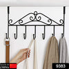 9383 Over The Door Hanger Rack 7 Hooks Decorative Ognazier Hook Rack Stylish Door Hanger Door Hook Hangers with 7 Hooks,Metal Hanging Rack for Home Office Use Eshaan Traders