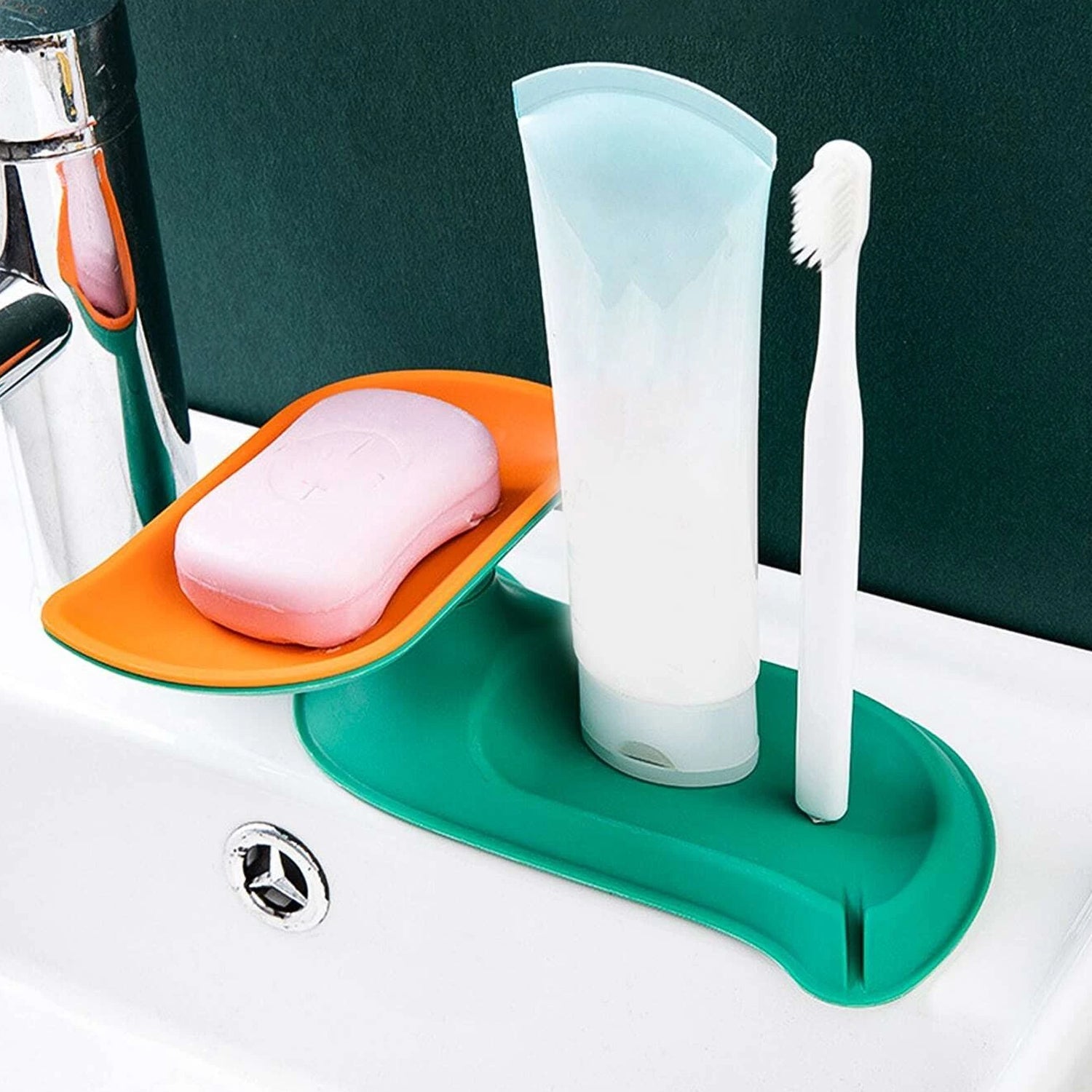 4858C Plastic Double Layer Soap Dish Holder| Decorative Storage Holder Box for Bathroom, Kitchen, Easy Cleaning ,Soap Saver. DeoDap