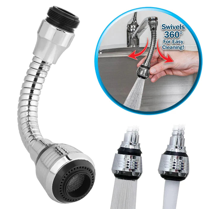 0527 Flexible 360 Degree Stainless Steel Faucet Turbo Flex Sprayer Water Extender for Easy Clean Sink Water Saving Extension Jet Stream Spray Setting Faucet for Kitchen/Bathroom Eshaan Traders