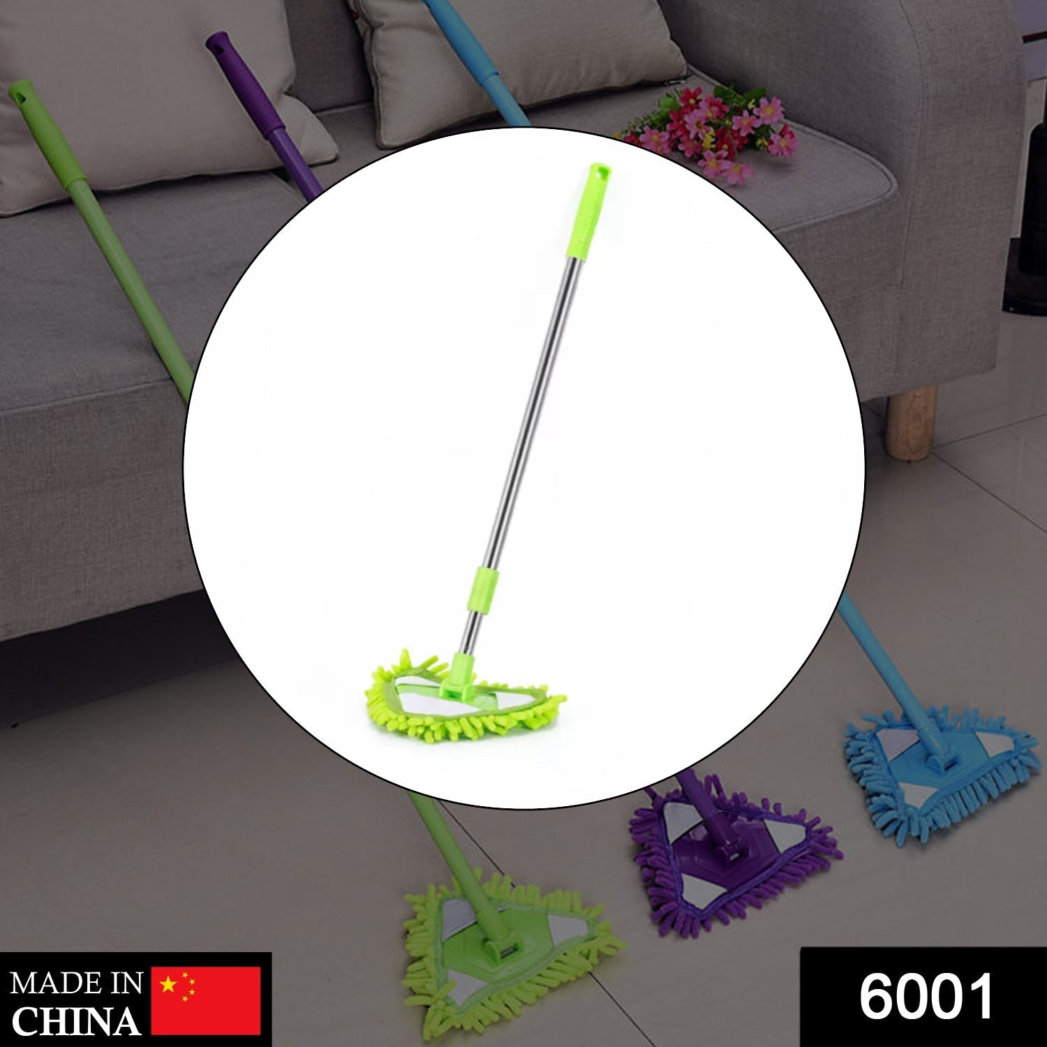 6001 Stainless Steel Road Adjustable Triangle Mop Used for Cleaning Dusty and Wet Floor Surfaces and Tiles. DeoDap