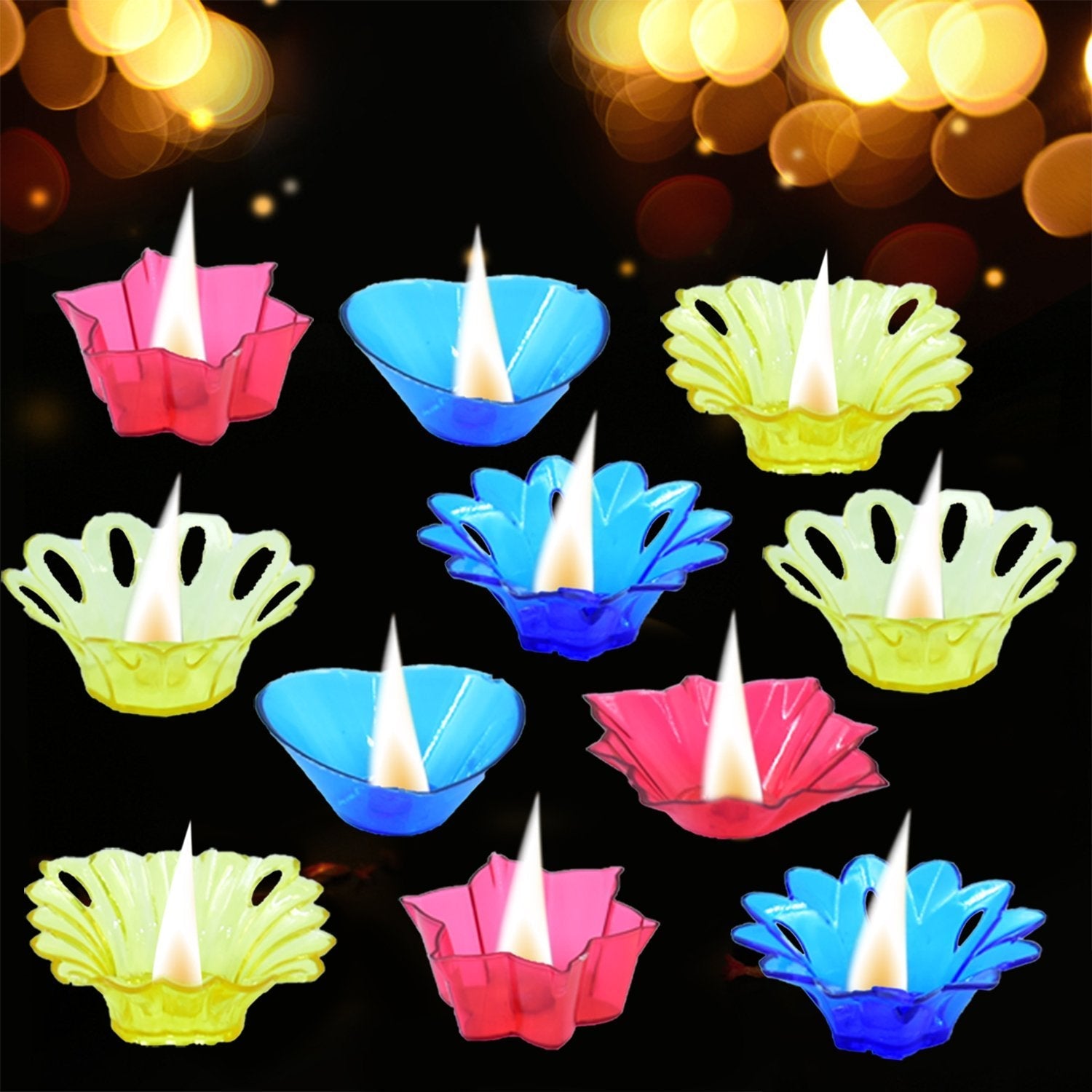 6004 Plastic Candle Cup with Multi Shape Diwali Diya Cup (Multicolor) Eshaan Traders